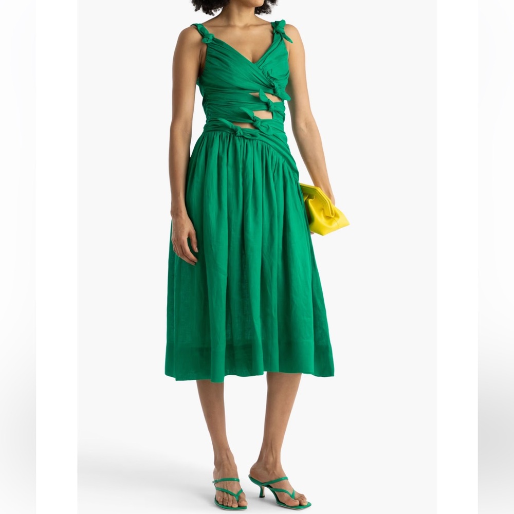 Zimmermann Tiggy Bow Green Midi Dress